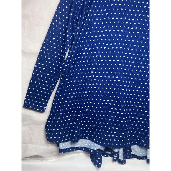 Lularoe Wrap Cardigan Womens Large Blue White Heart Print Long Sleeve Pockets - Picture 12 of 14